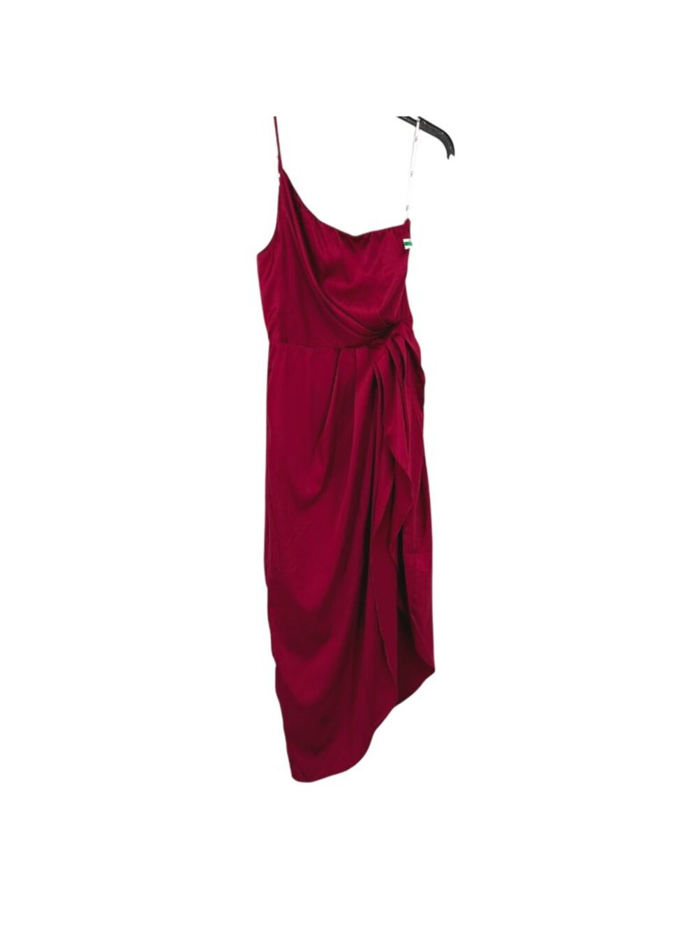 Lulus One Shoulder Asymmetric Satin Cocktail Party Midi Dress Red Size XL NWOT